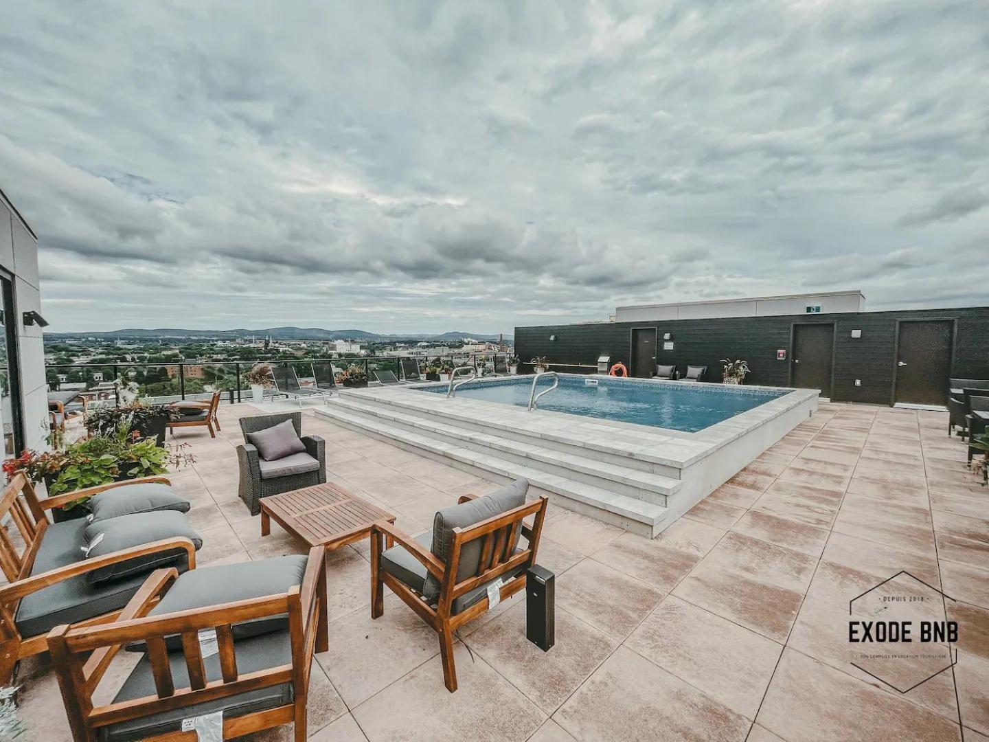 Quebec, Rustique Chic En Ville, Piscine Sur Le Toit Pour 2 A 6 Invites Exterior foto